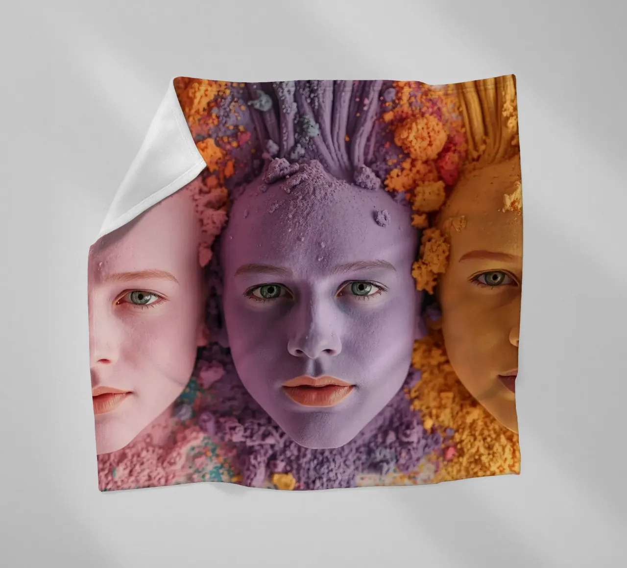 Polveri colorate espressione artistica con volti coperti coperta in pile da DesignDoodle