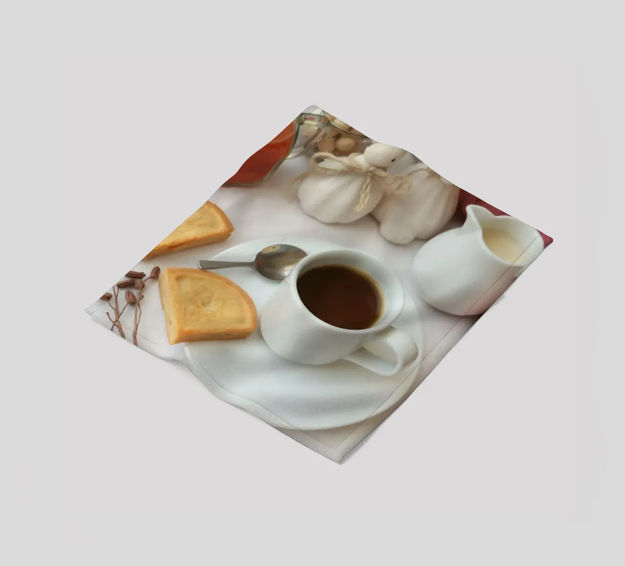 Cozy coffee and cookies setup on a table with warm colors an fleece blanket by DesignDoodle