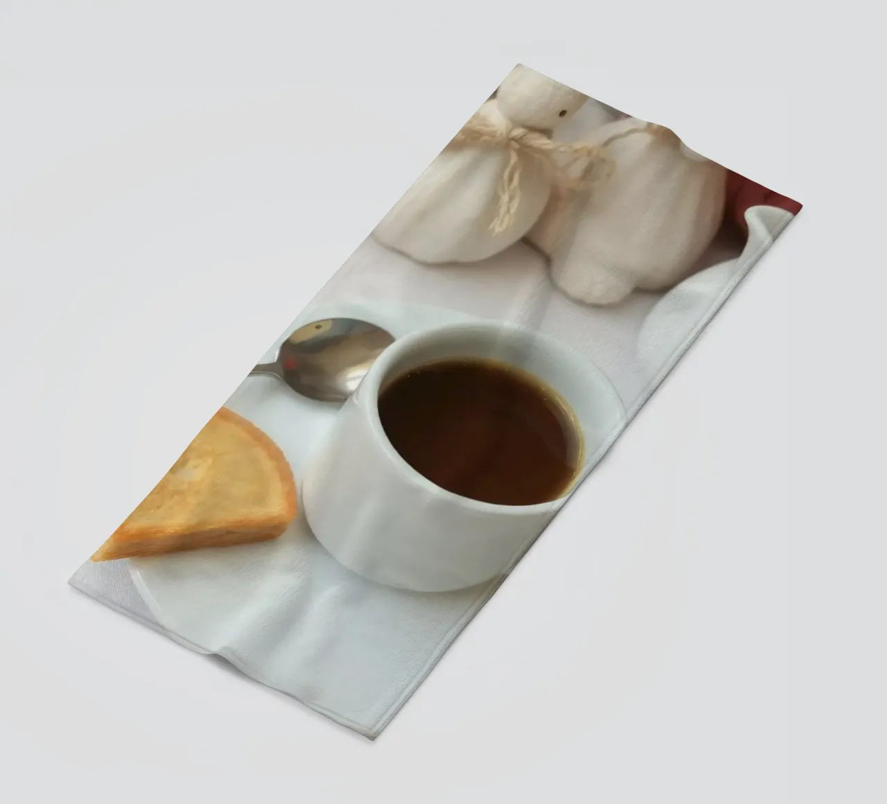 Cozy coffee and cookies setup on a table with warm colors an beach towel by DesignDoodle