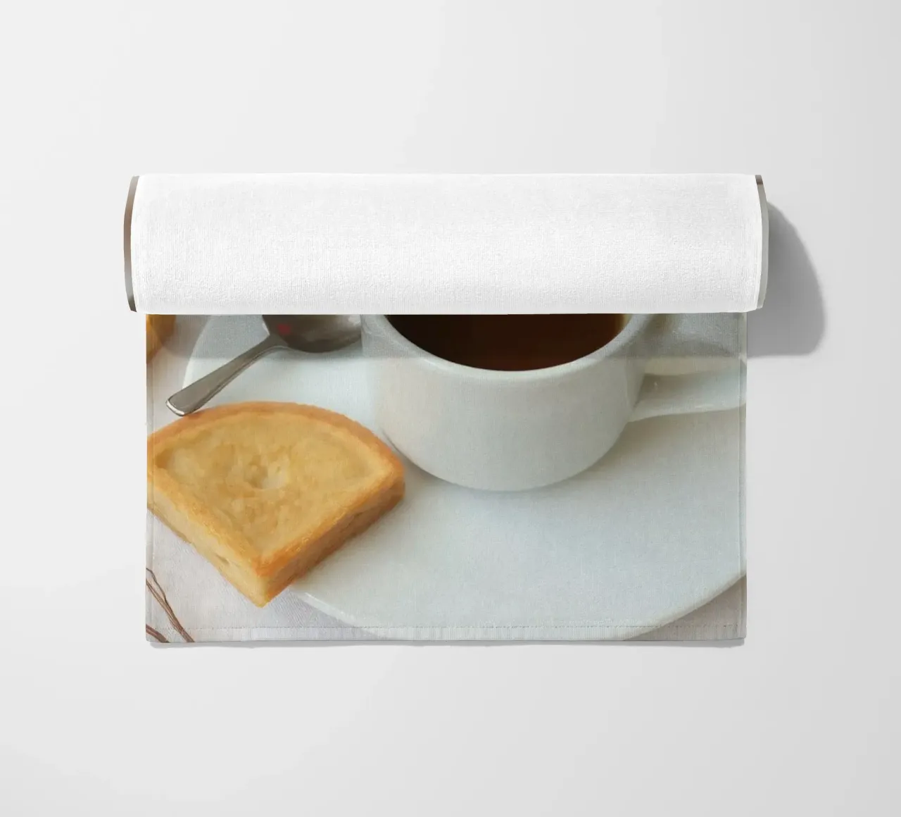 Cozy coffee and cookies setup on a table with warm colors an beach towel by DesignDoodle