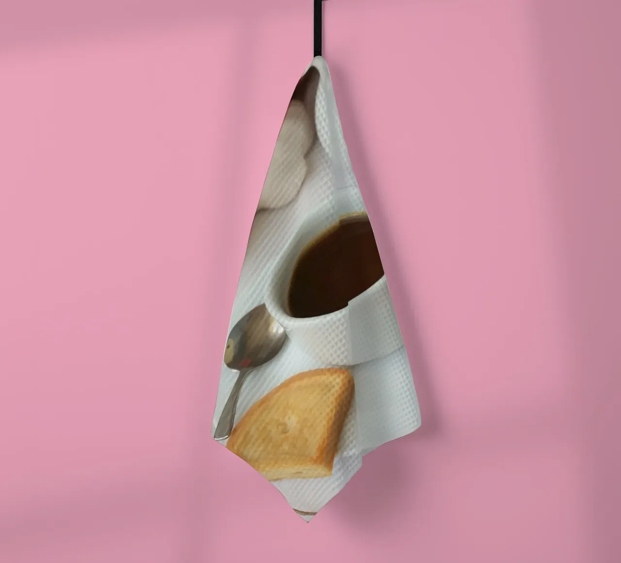 Cozy coffee and cookies setup on a table with warm colors an tea towel by DesignDoodle