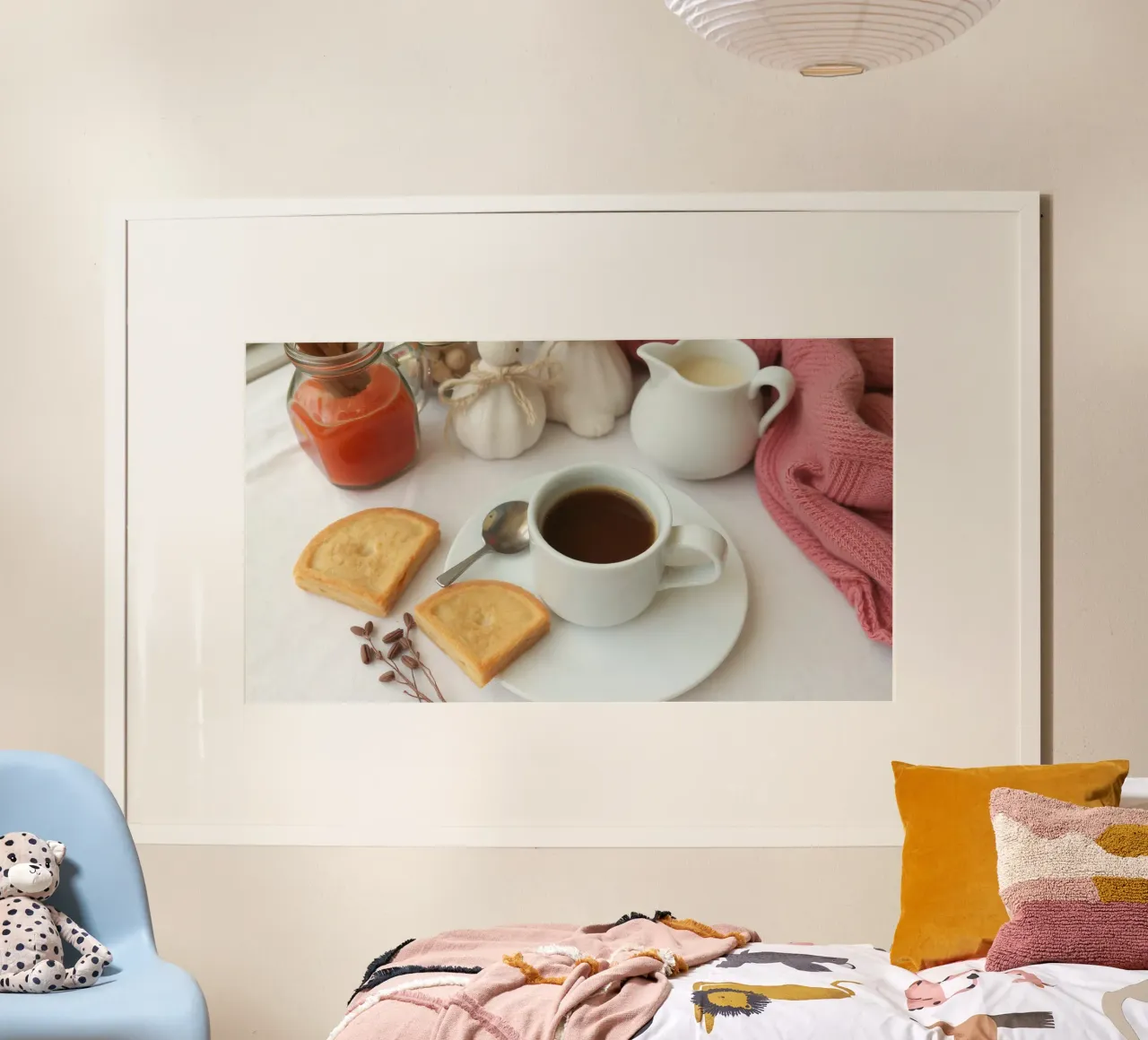 Cozy coffee and cookies setup on a table with warm colors an hahnemühle by DesignDoodle