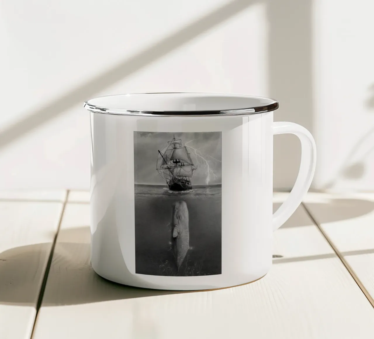 Balena nel mare tazza in smalto da christal shop