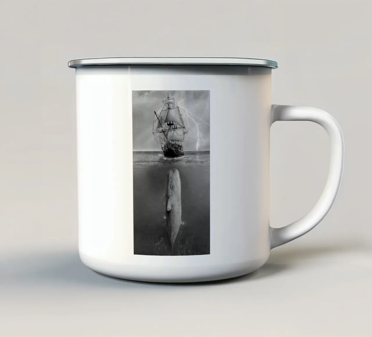 Balena nel mare tazza in smalto da christal shop