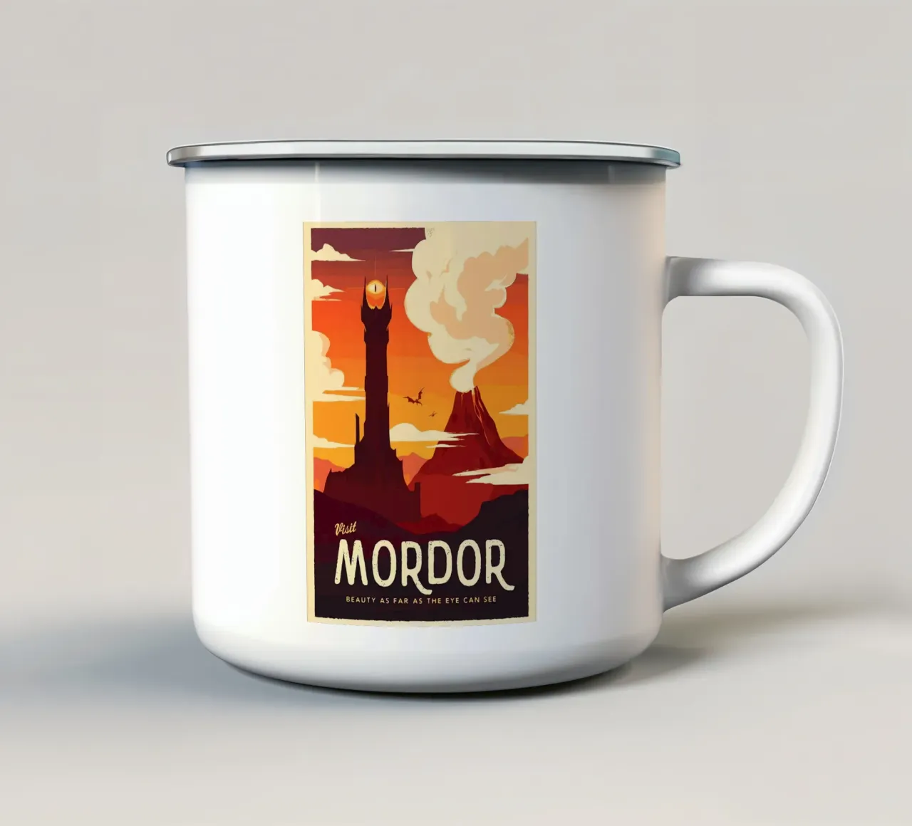 Visitare Mordor tazza in smalto da Alice Slatera