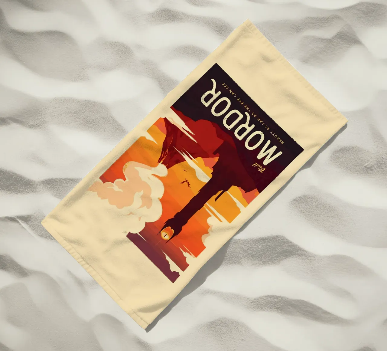 Visit Mordor beach towel by Alice Slatera