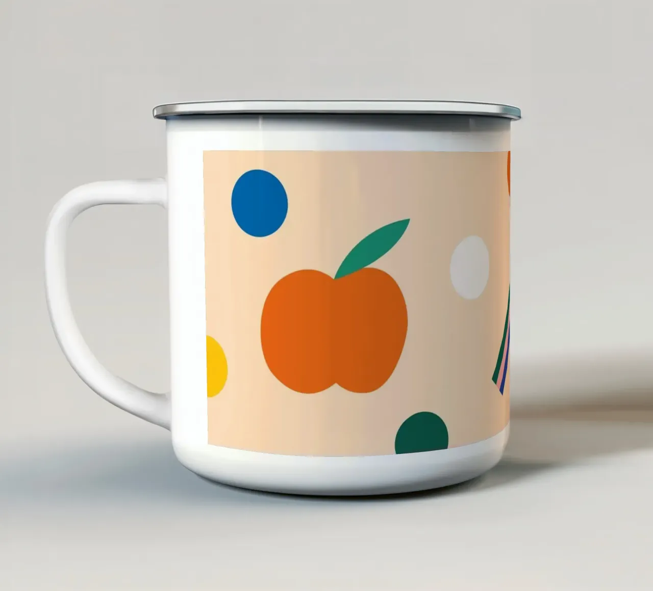 Evviva lo scolaro! (beige II) tazza in smalto da Susann Stefanizen