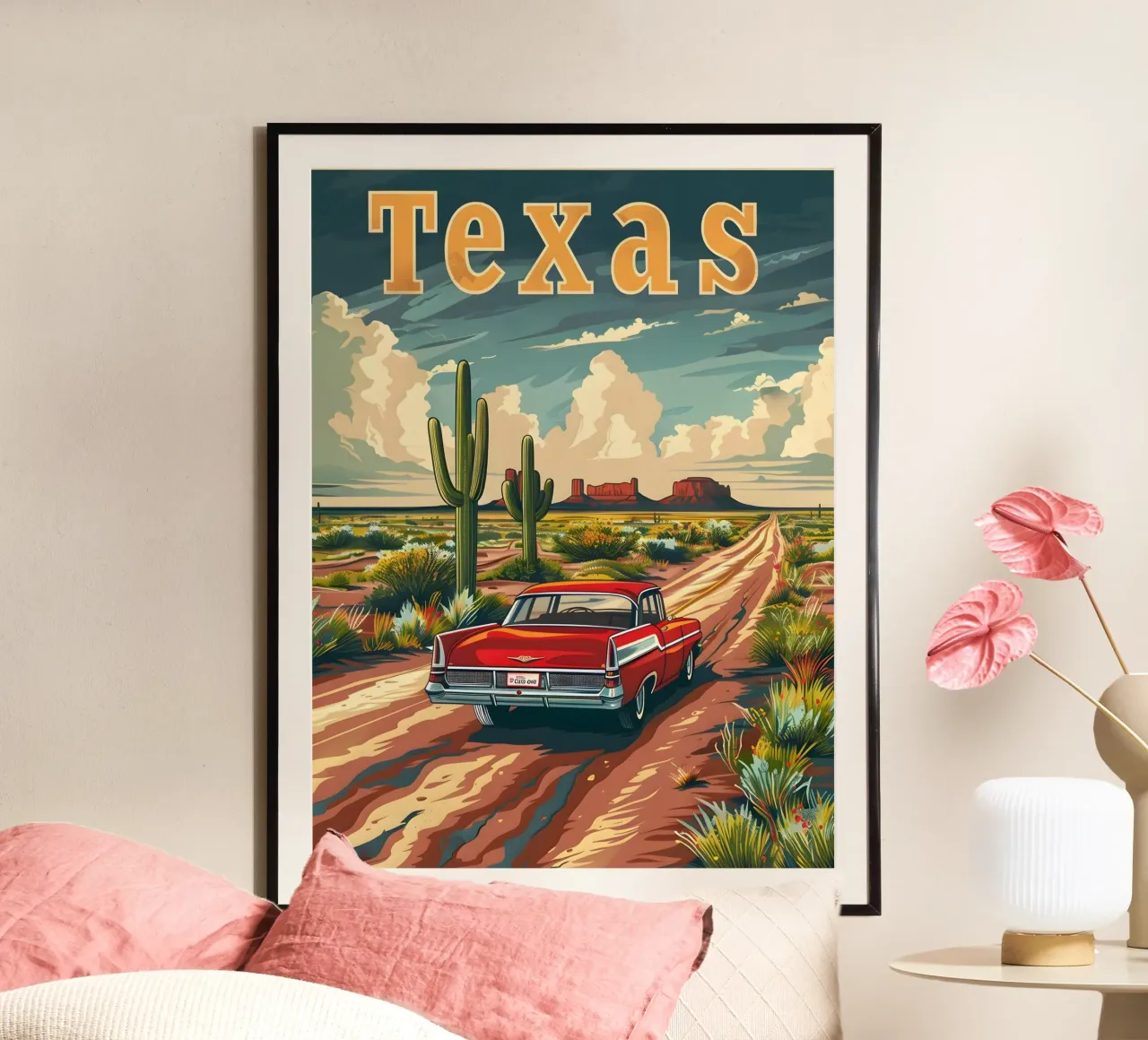 Texas Vintage Reiseposter poster con telaio in alluminio da Vintage Travel Art