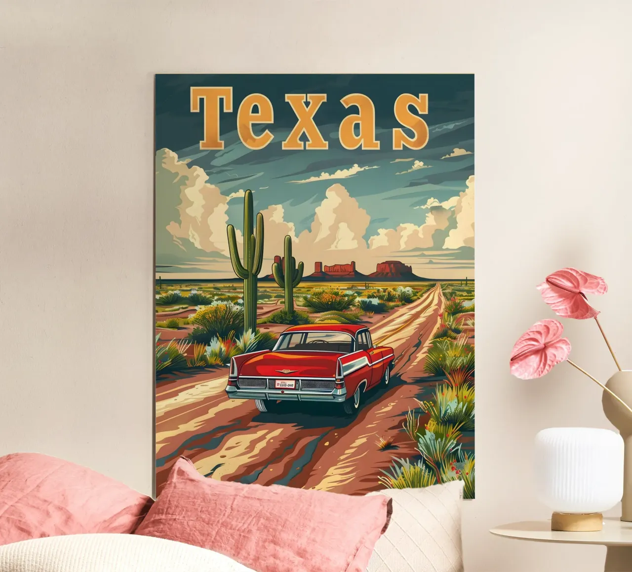 Texas Vintage Reiseposter poster con telaio in alluminio da Vintage Travel Art
