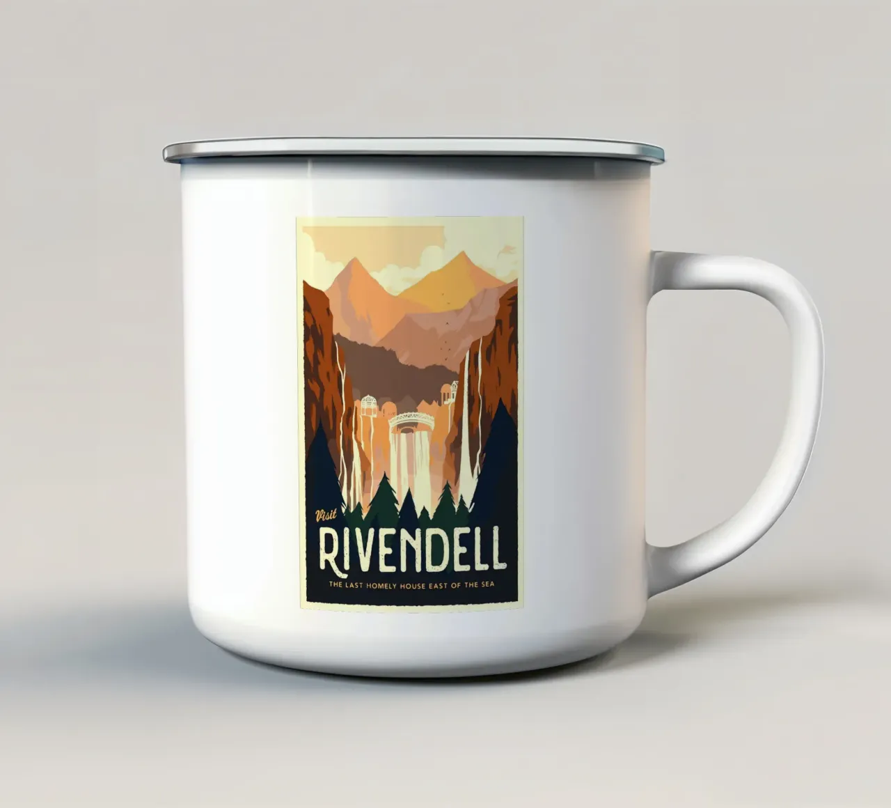 Visitare Rivendell tazza in smalto da Alice Slatera