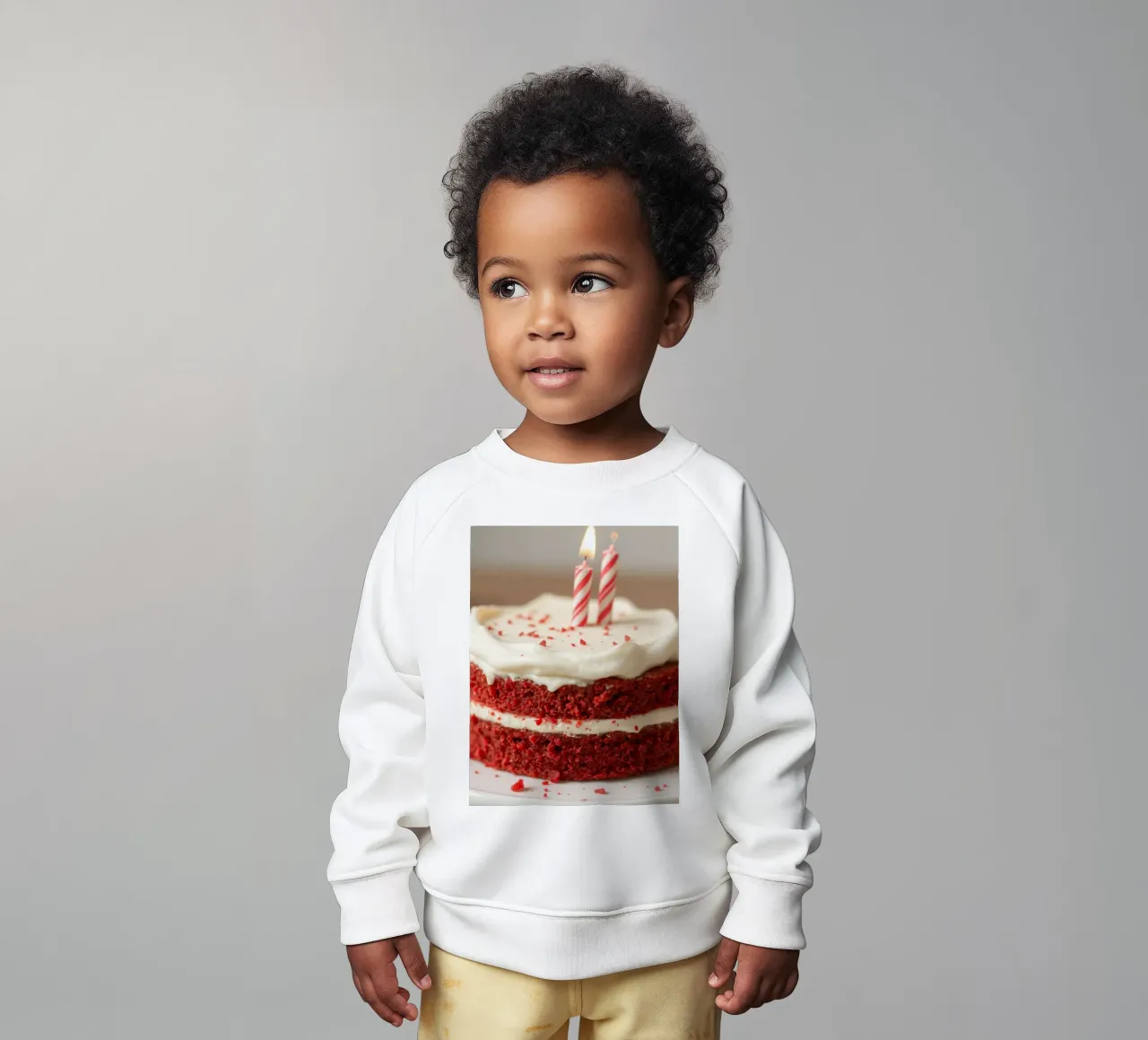 Deliciosa tarta de terciopelo rojo adornada con velas y chispitas sudadera de bebé de DesignDoodle