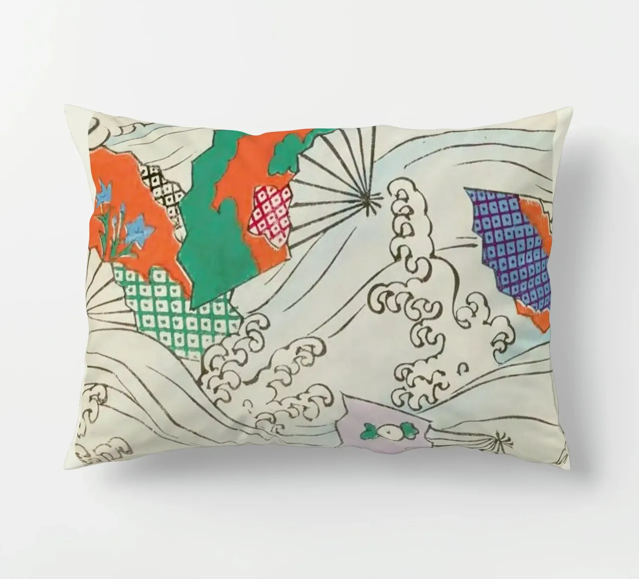 Shin-Bijutsukai - Crest & Fan cuscino da Vintage by JUNIQE