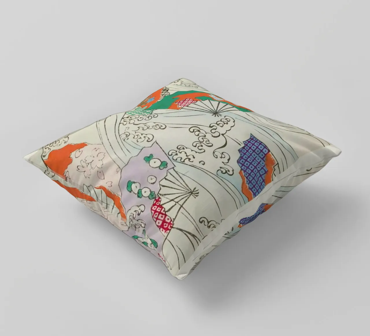 Shin-Bijutsukai - Crest & Fan cuscino da Vintage by JUNIQE