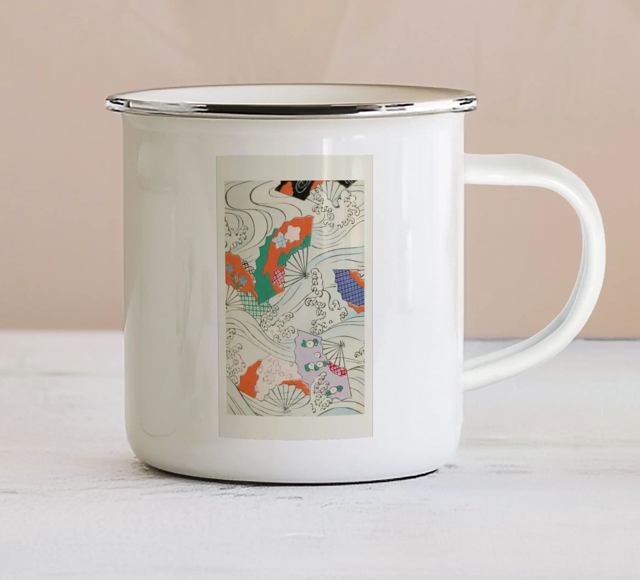 Shin-Bijutsukai - Crest & Fan tazza in smalto da Vintage by JUNIQE