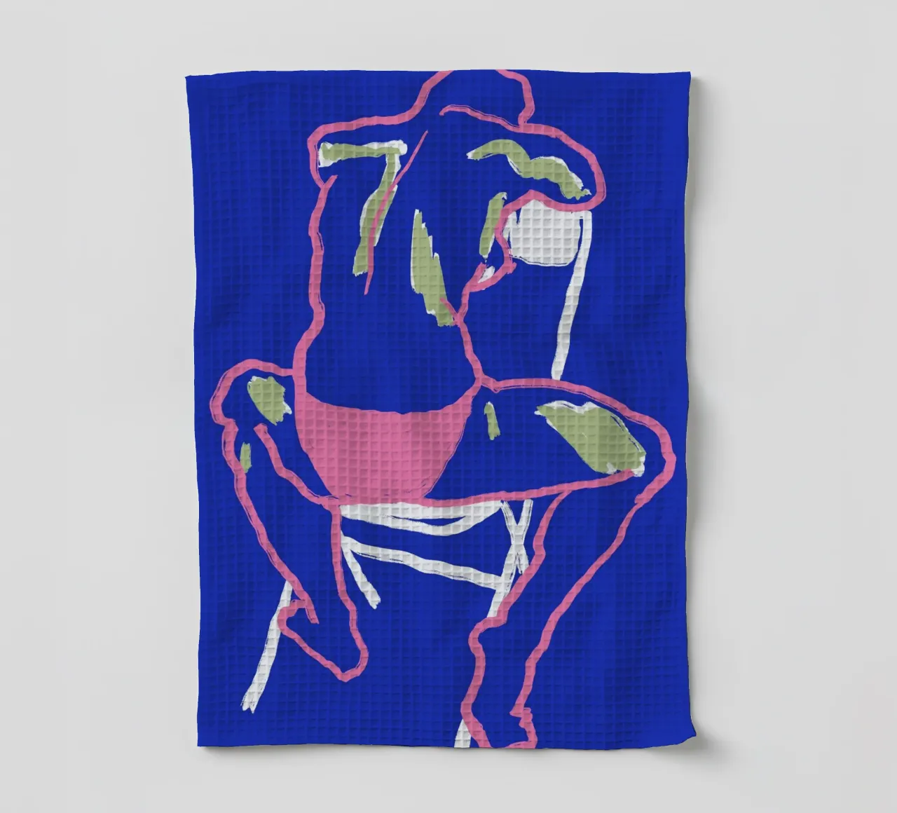 Dessin au trait d'un nu en néon torchon de Little Dean