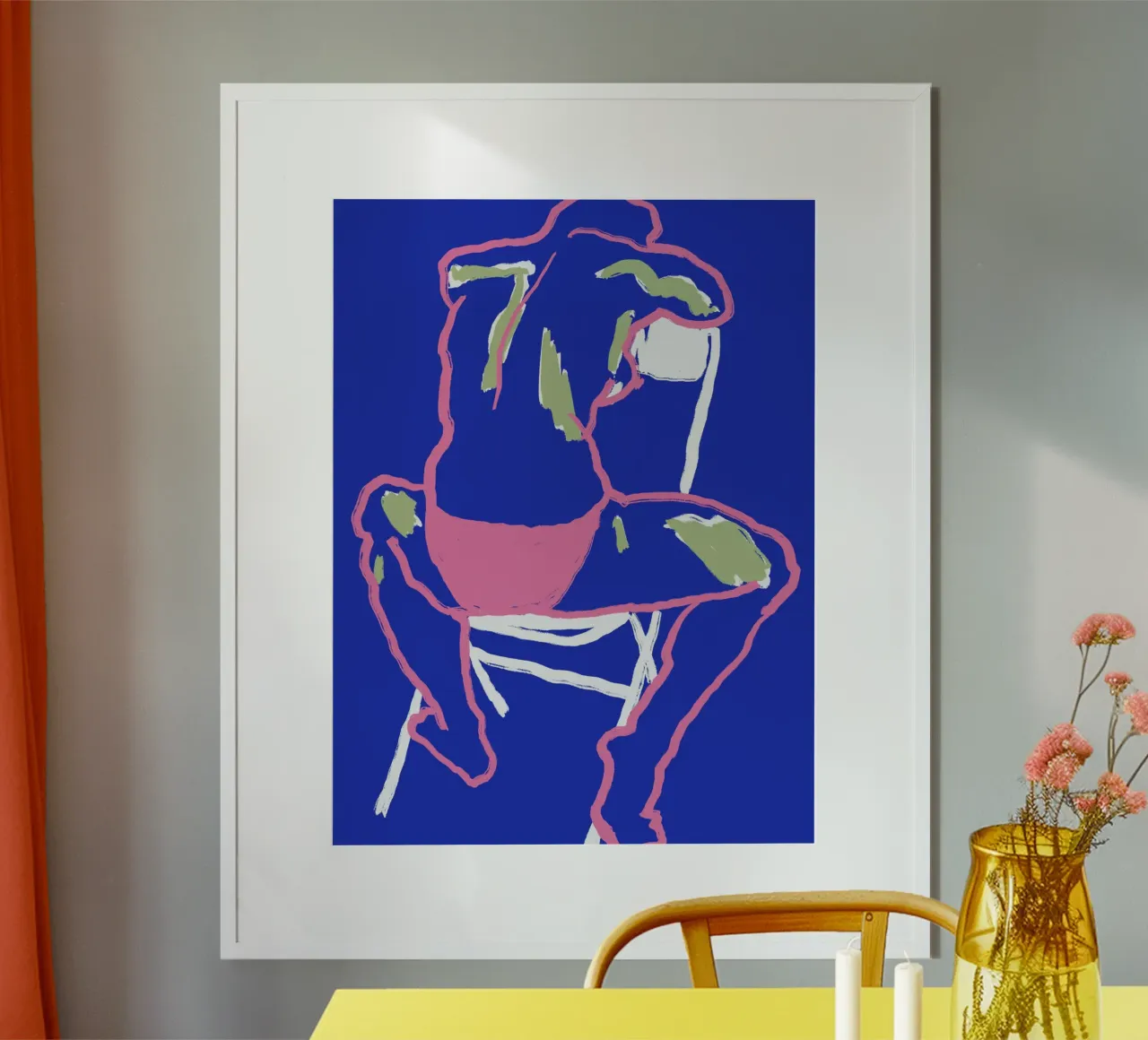 Schizzo di nudo al neon in line art carta hahnemühle da Little Dean