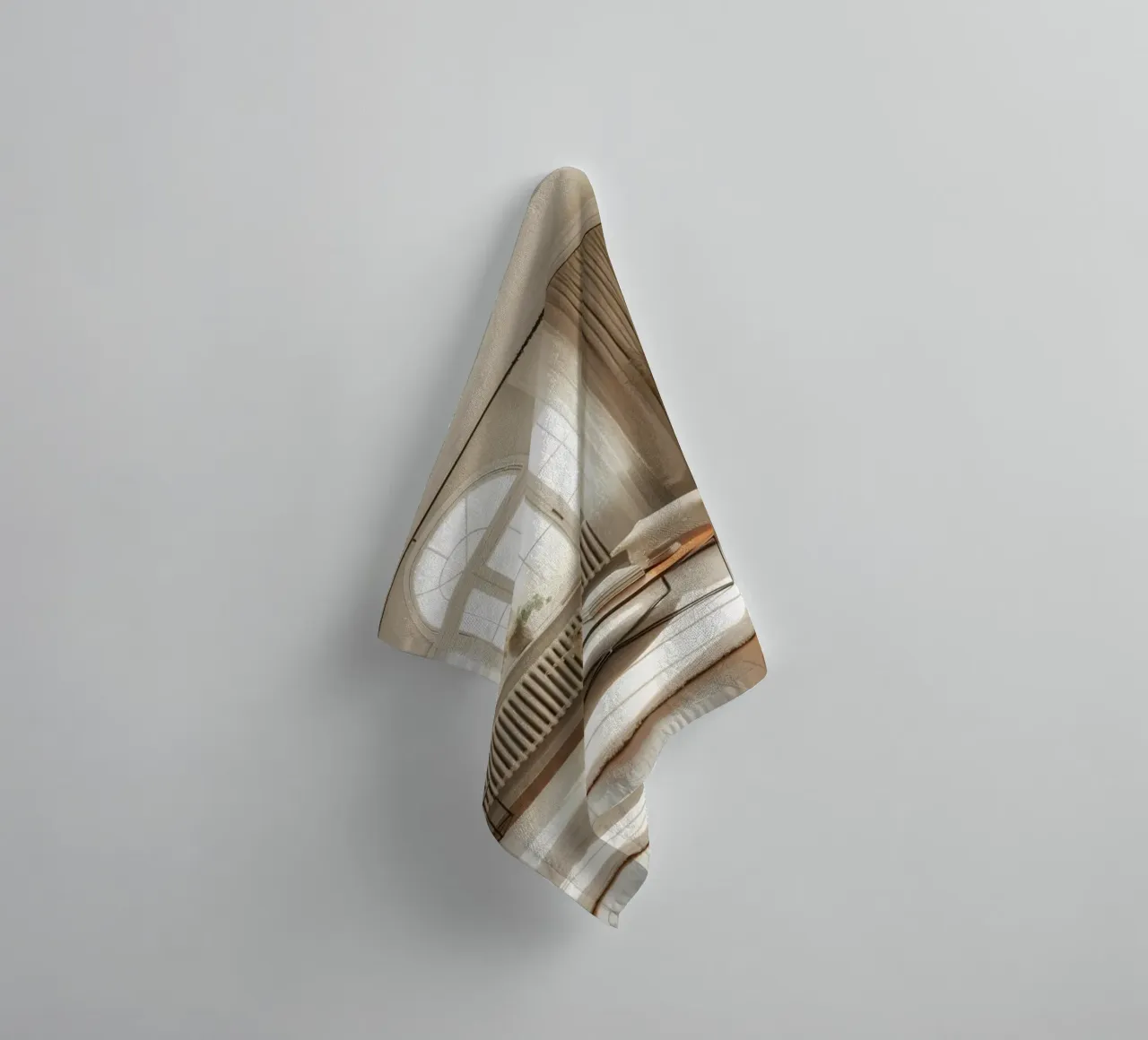 Gezellige woonkamer met grote ramen en warm zonlicht badhanddoek van DesignDoodle