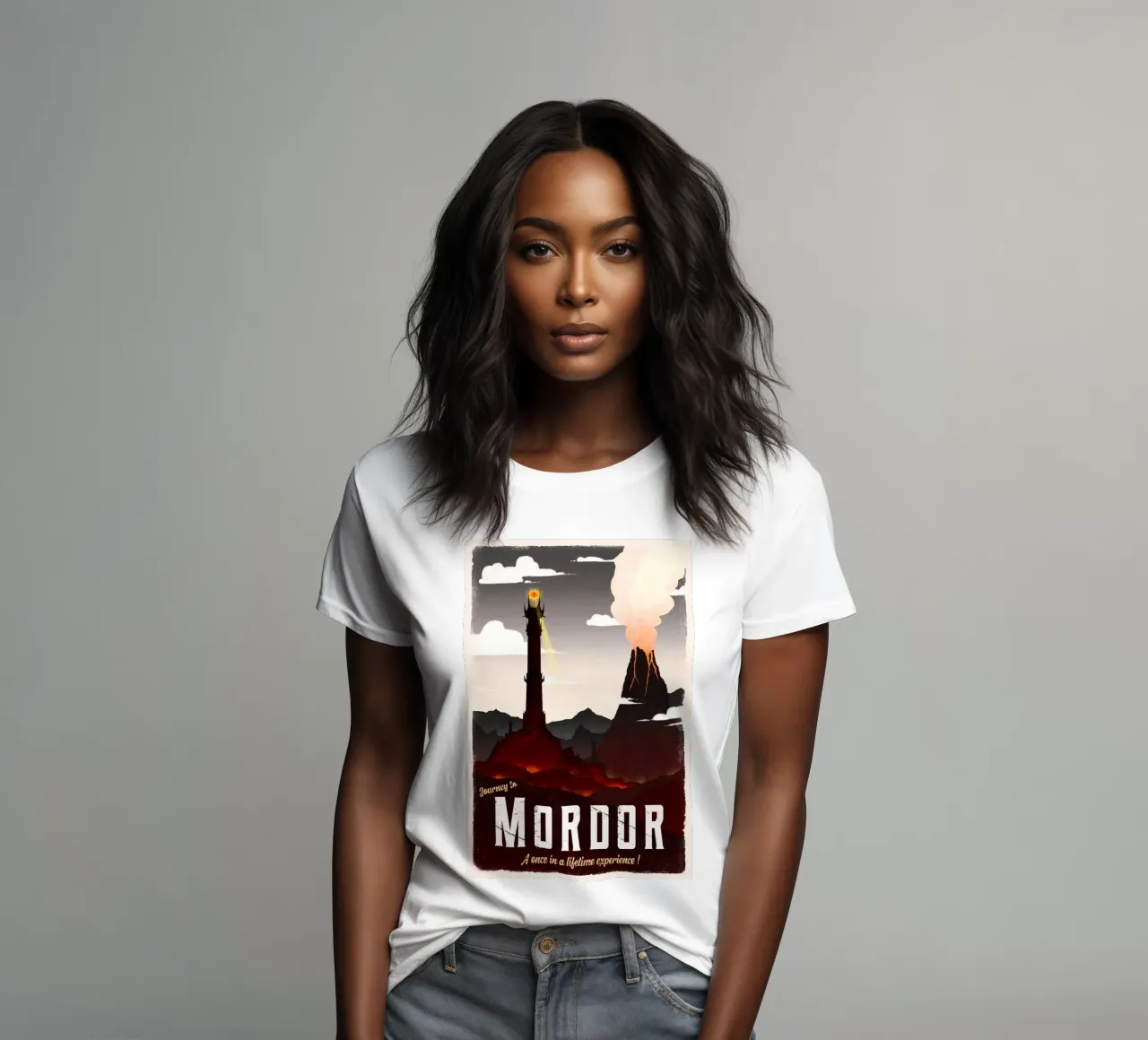 Journey To Mordor women's fitted t-shirt by Alice Slatera