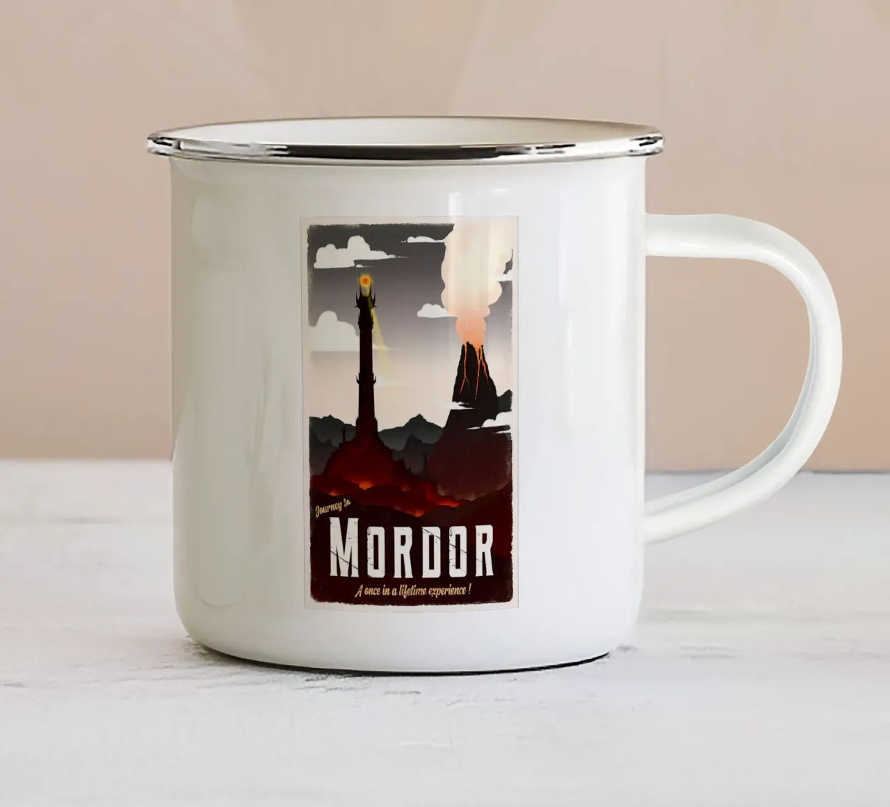 Viaggio a Mordor tazza in smalto da Alice Slatera