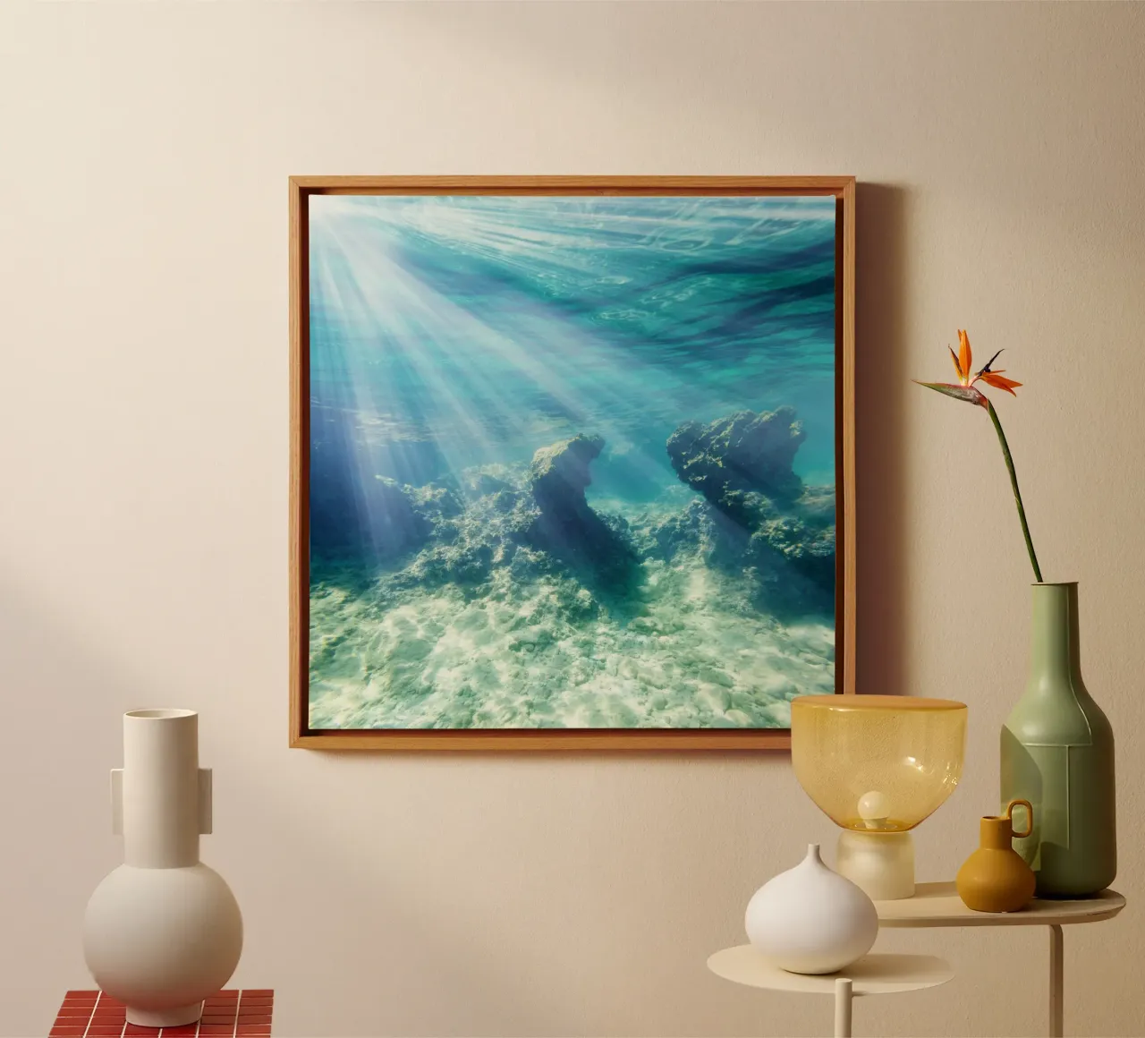Zeebodem canvas met Baklijst van PhotoVibe Decor