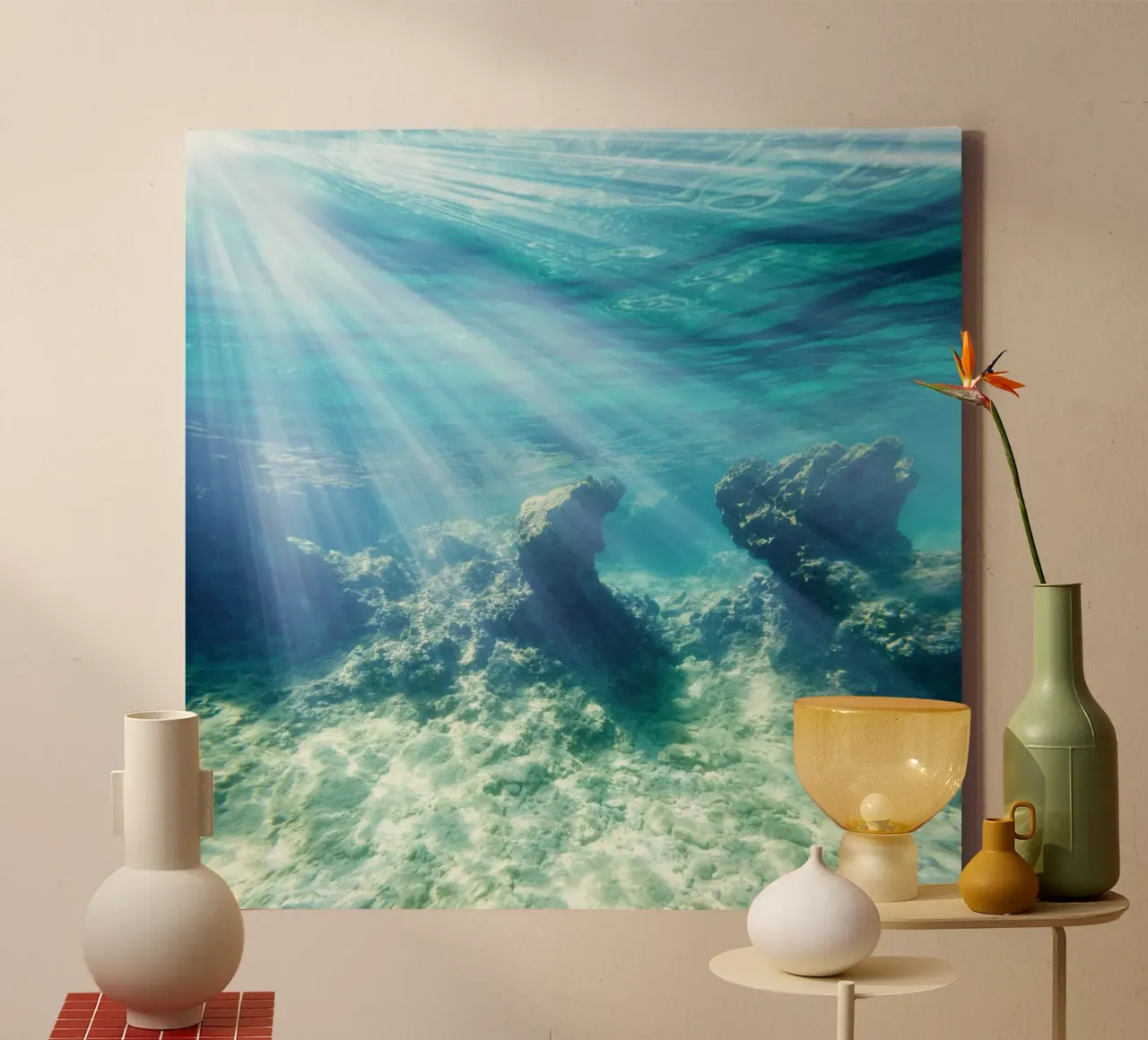 Zeebodem canvas met Baklijst van PhotoVibe Decor