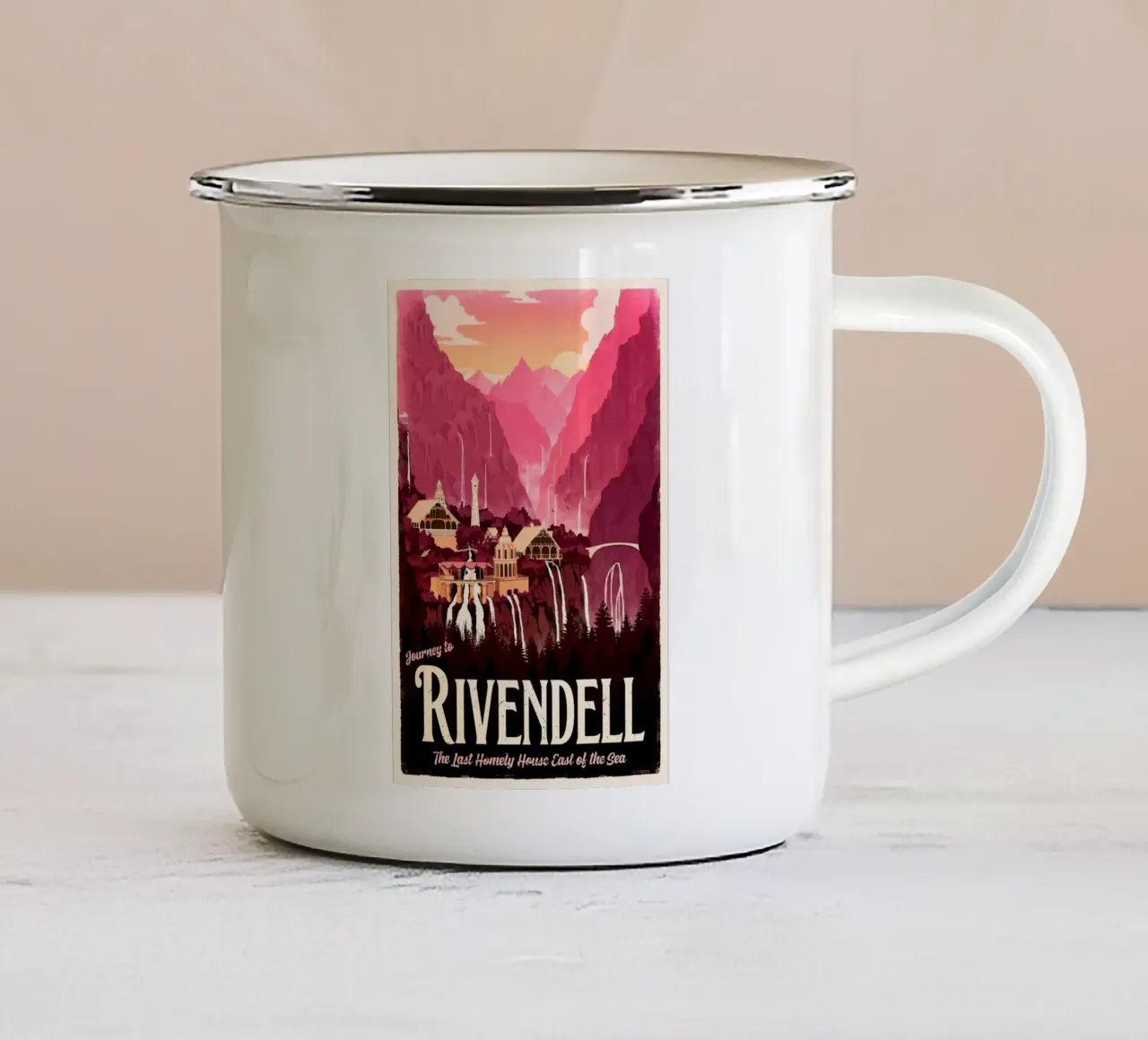 Viaggio a Rivendell tazza in smalto da Alice Slatera