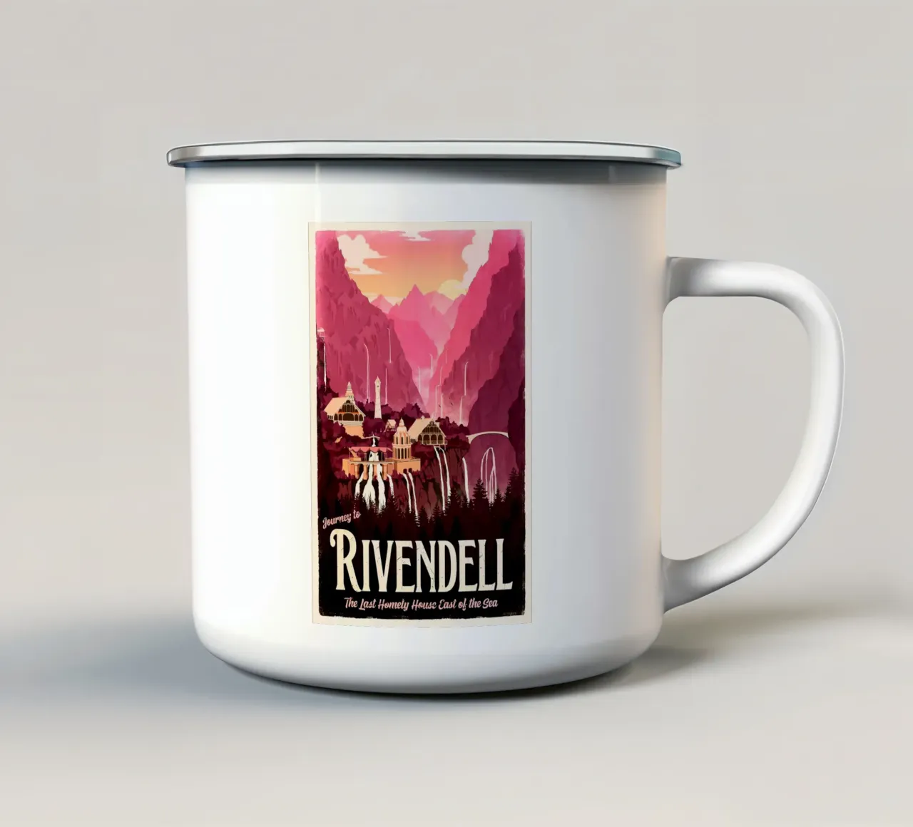 Viaggio a Rivendell tazza in smalto da Alice Slatera