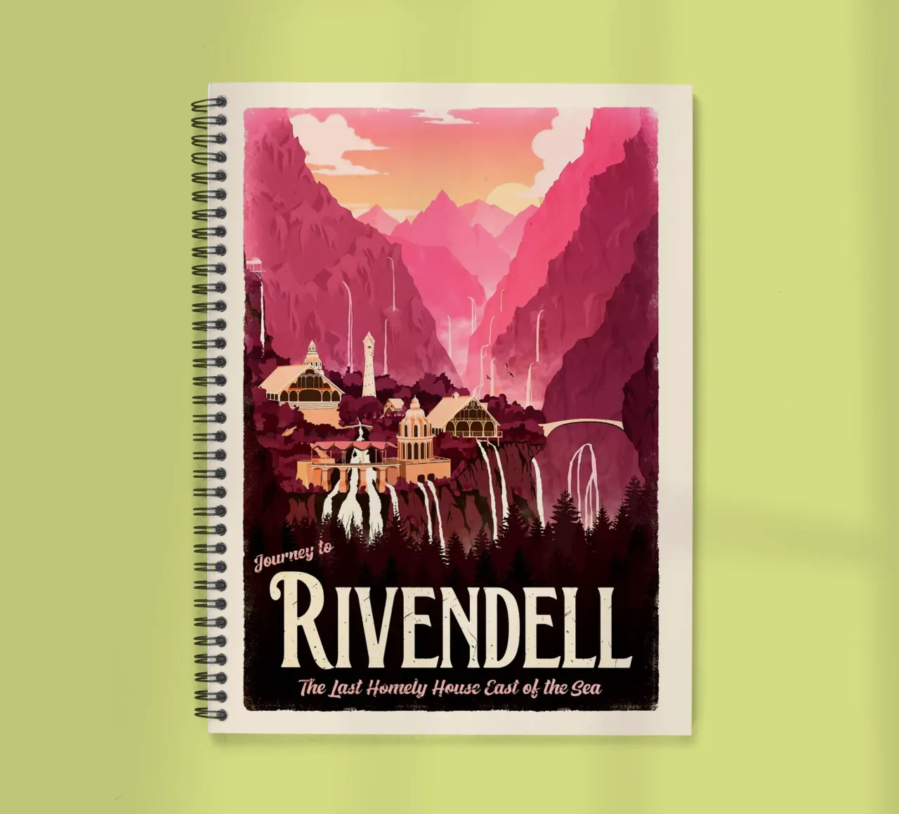 Journey To Rivendell spiral notebook by Alice Slatera