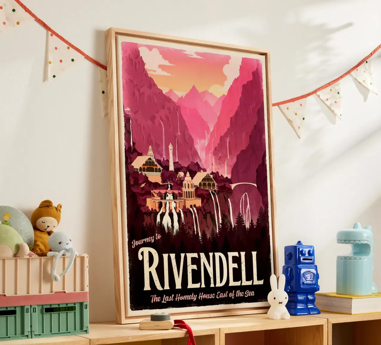 Journey To Rivendell canvas with Floater frame by Alice Slatera