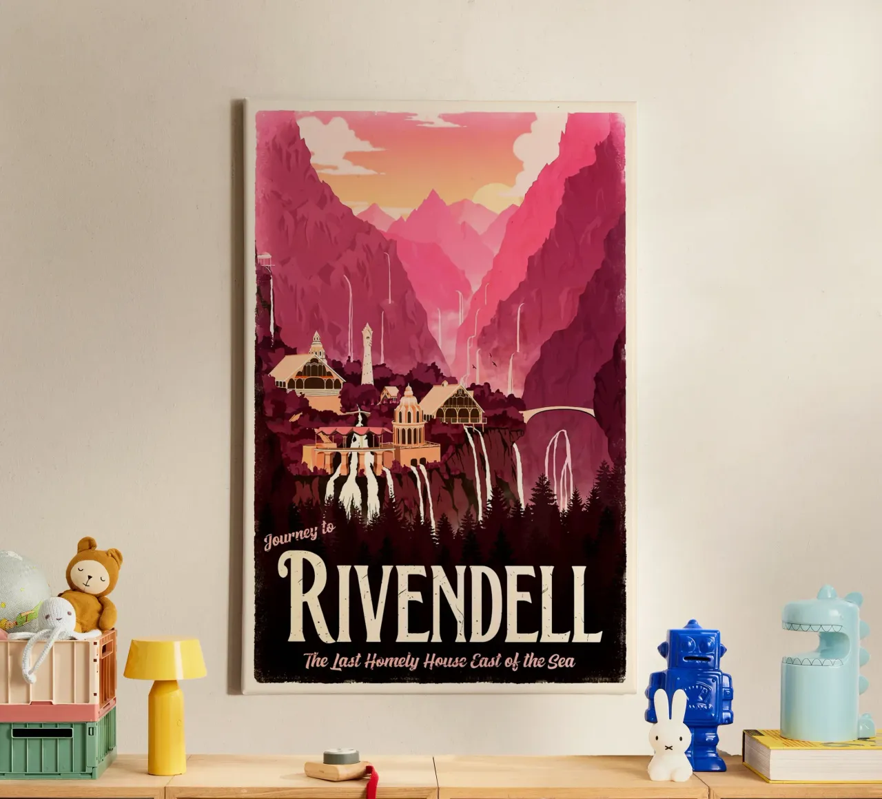 Journey To Rivendell canvas with Floater frame by Alice Slatera