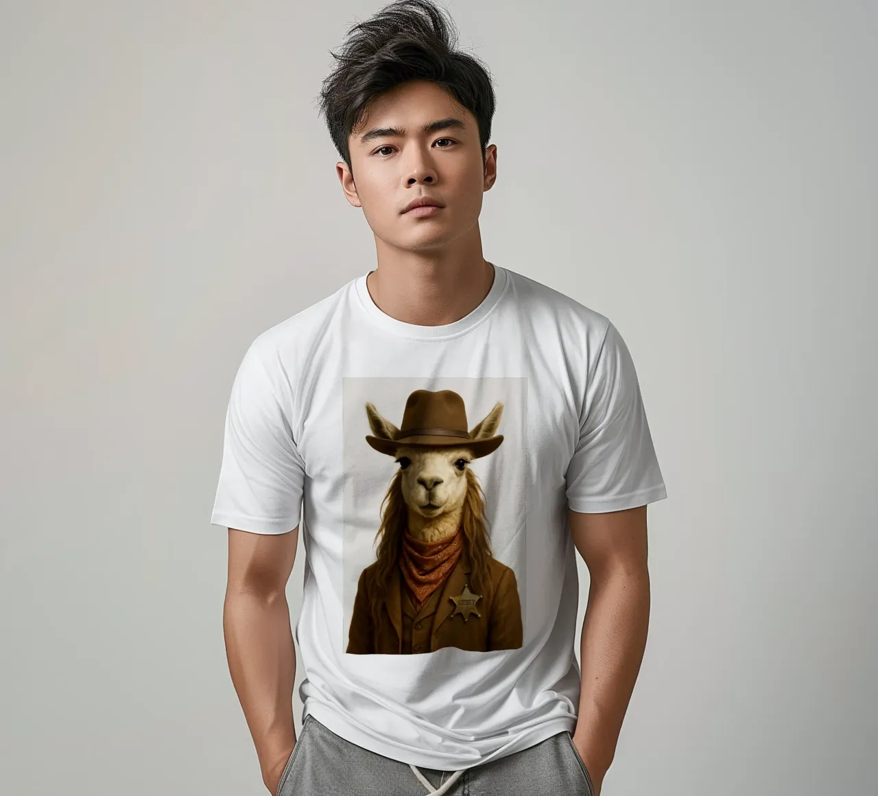 Lama sceriffo del selvaggio West, poster western d'epoca t-shirt da So Cute Land - Affiches et posters