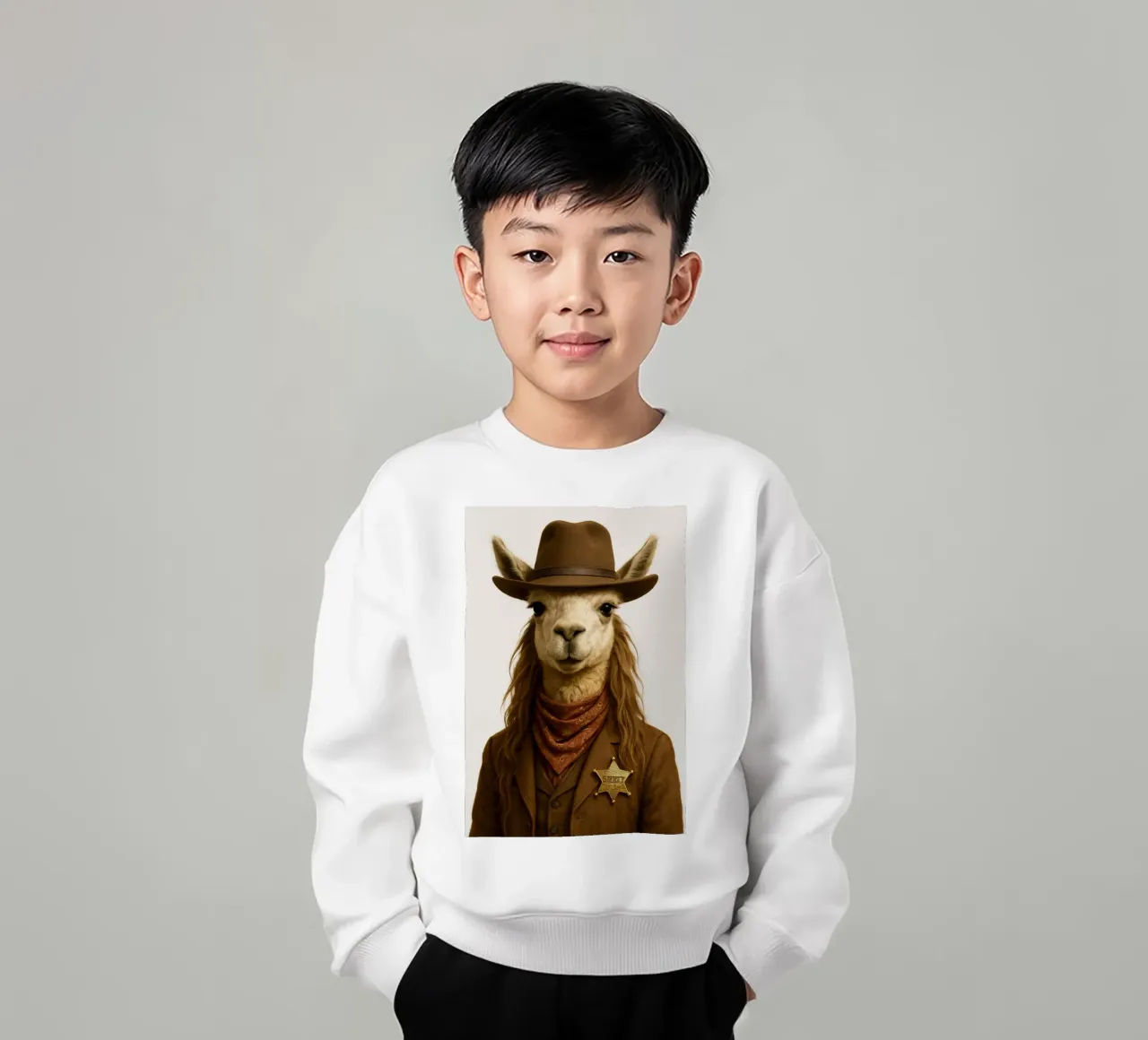 Lama sceriffo del selvaggio West, poster western d'epoca felpa bambino da So Cute Land - Affiches et posters
