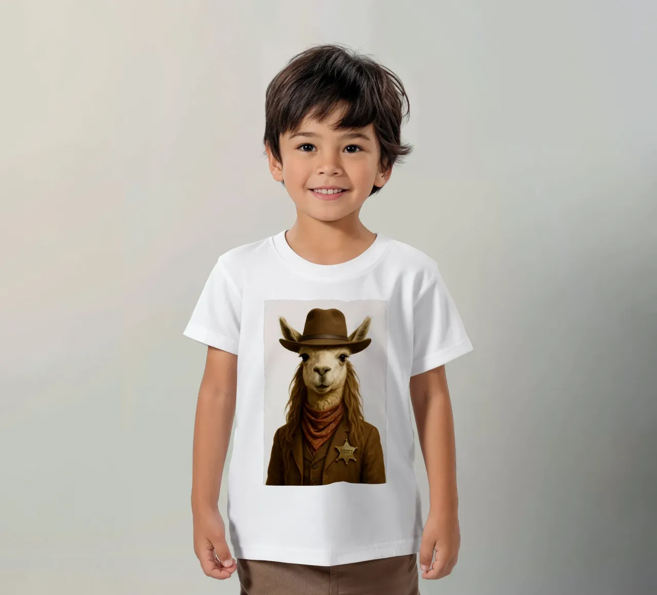Lama Sheriff of the Wild West, Vintage Western Poster kids t-shirt by So Cute Land - Affiches et posters