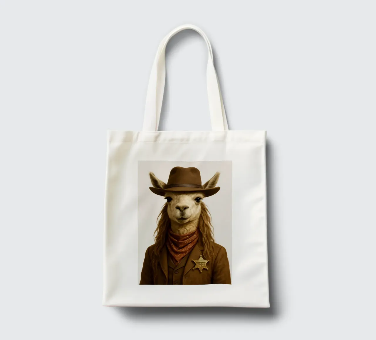 Lama sceriffo del selvaggio West, poster western d'epoca borsa in juta da So Cute Land - Affiches et posters