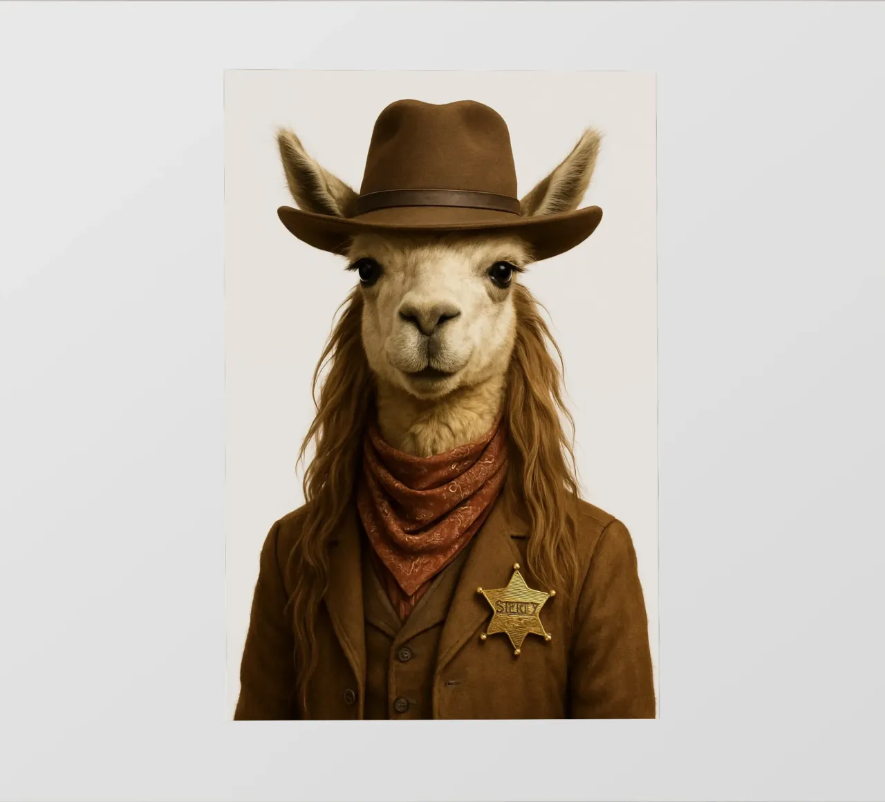 Lama Sheriff of the Wild West, Vintage Western Poster backlit film by So Cute Land - Affiches et posters