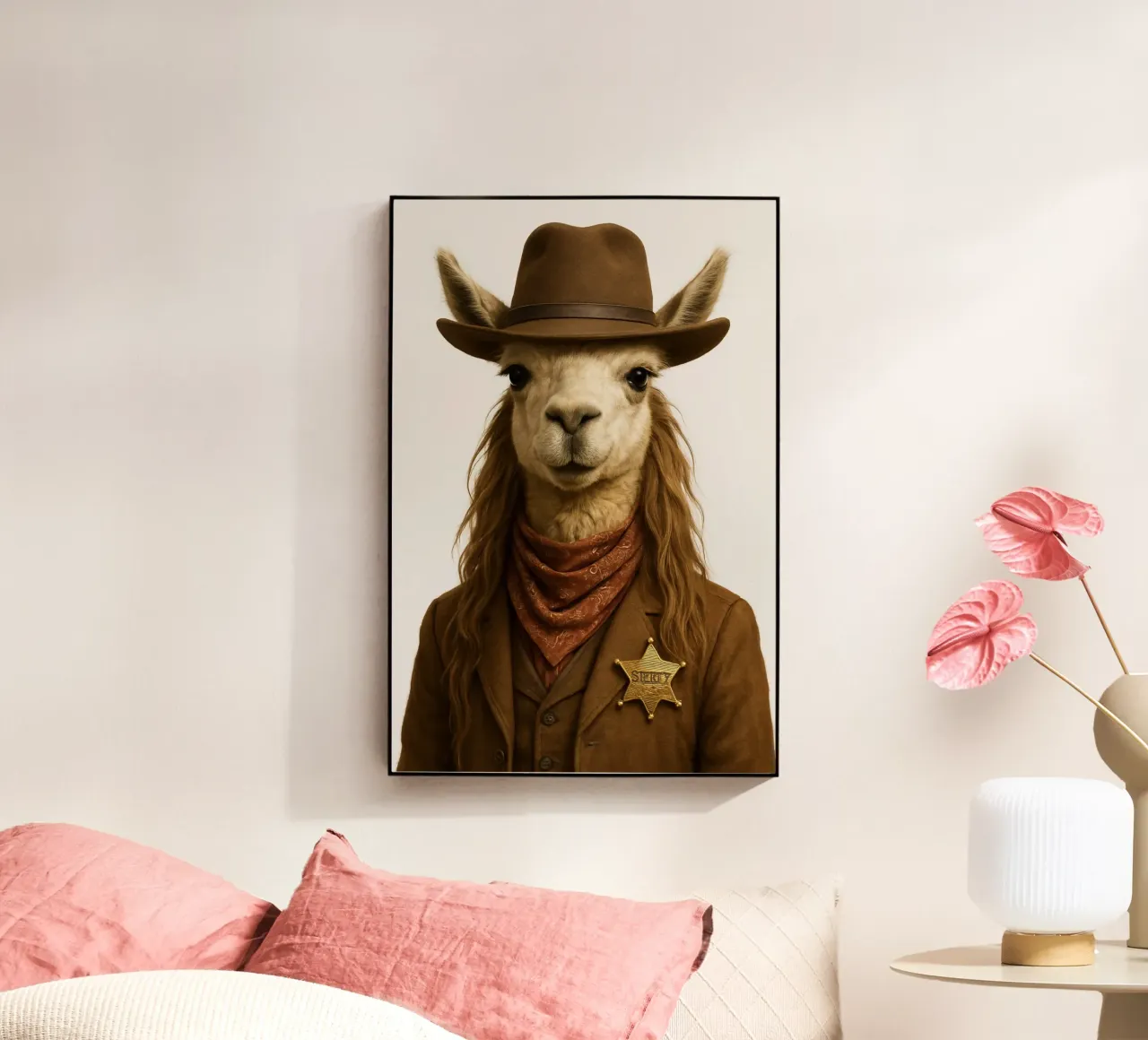 Lama sceriffo del selvaggio West, poster western d'epoca plexiglass da So Cute Land - Affiches et posters