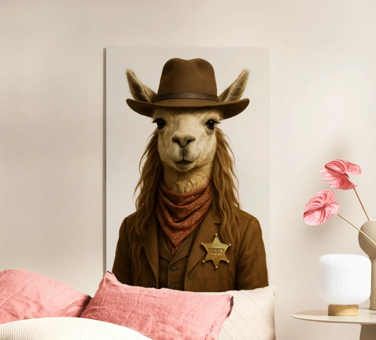 Lama sceriffo del selvaggio West, poster western d'epoca plexiglass da So Cute Land - Affiches et posters