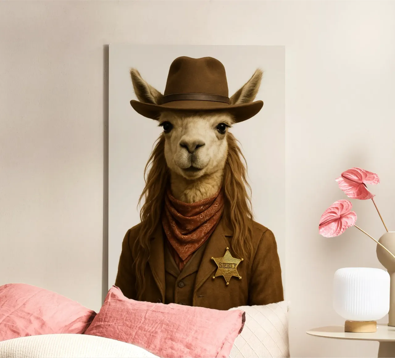 Lama sceriffo del selvaggio West, poster western d'epoca tela da So Cute Land - Affiches et posters