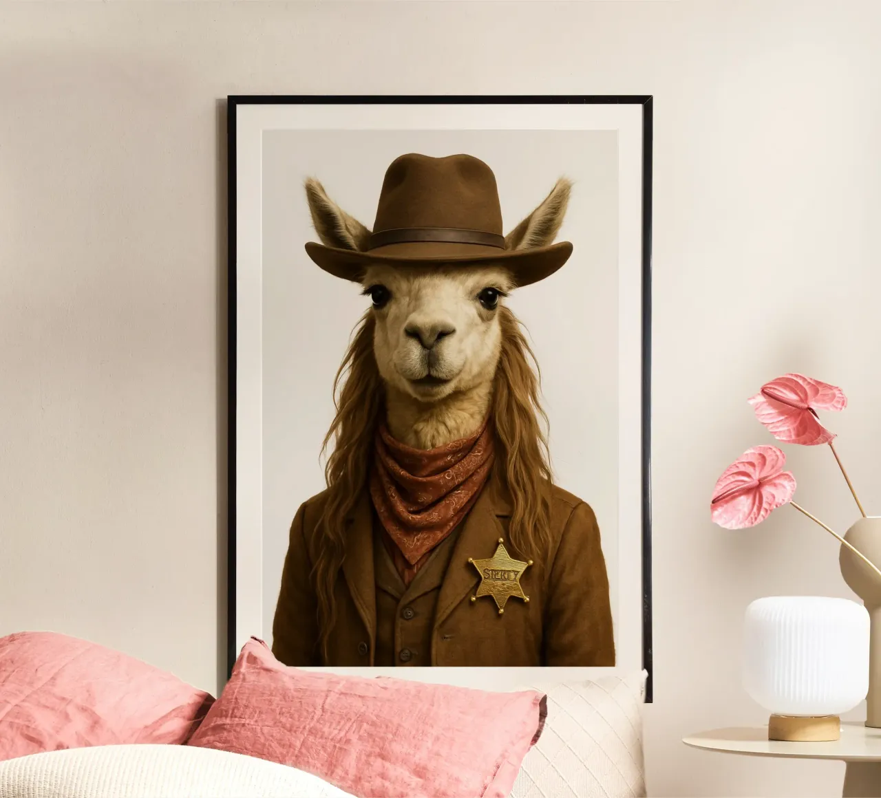 Lama sceriffo del selvaggio West, poster western d'epoca carta hahnemühle da So Cute Land - Affiches et posters