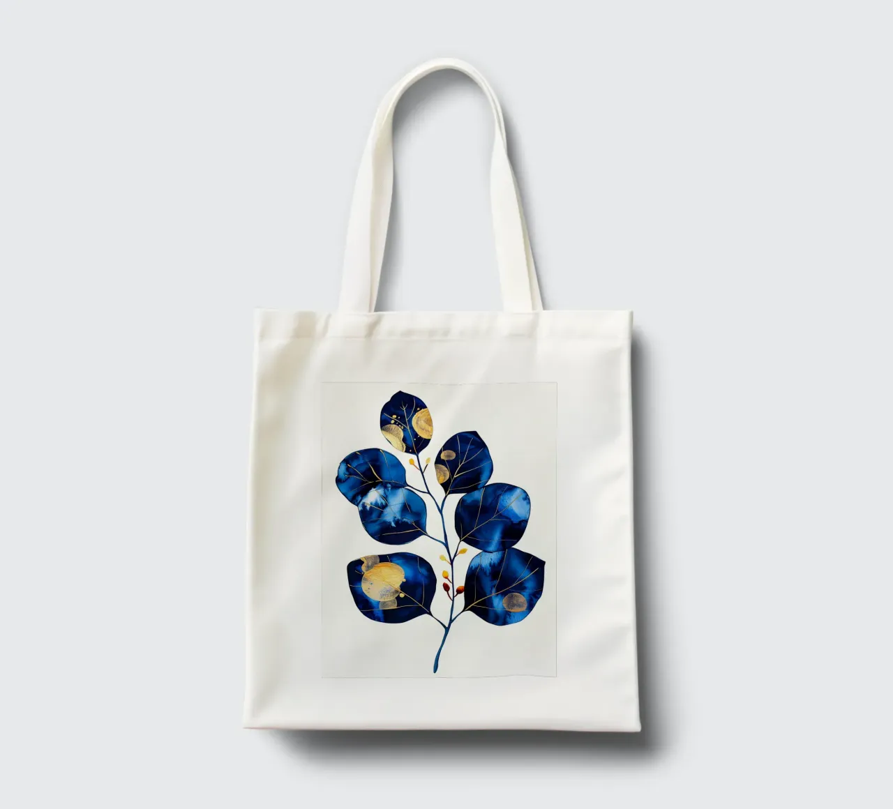 Blue eucalyptus leaves tote bag by Justyna Jaszke JBJart