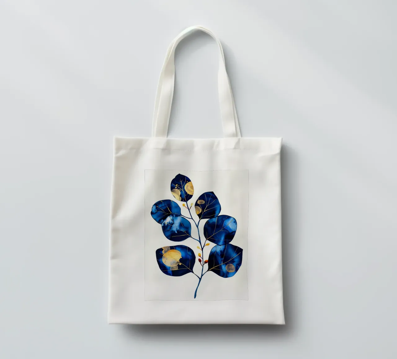 Blue eucalyptus leaves tote bag by Justyna Jaszke JBJart