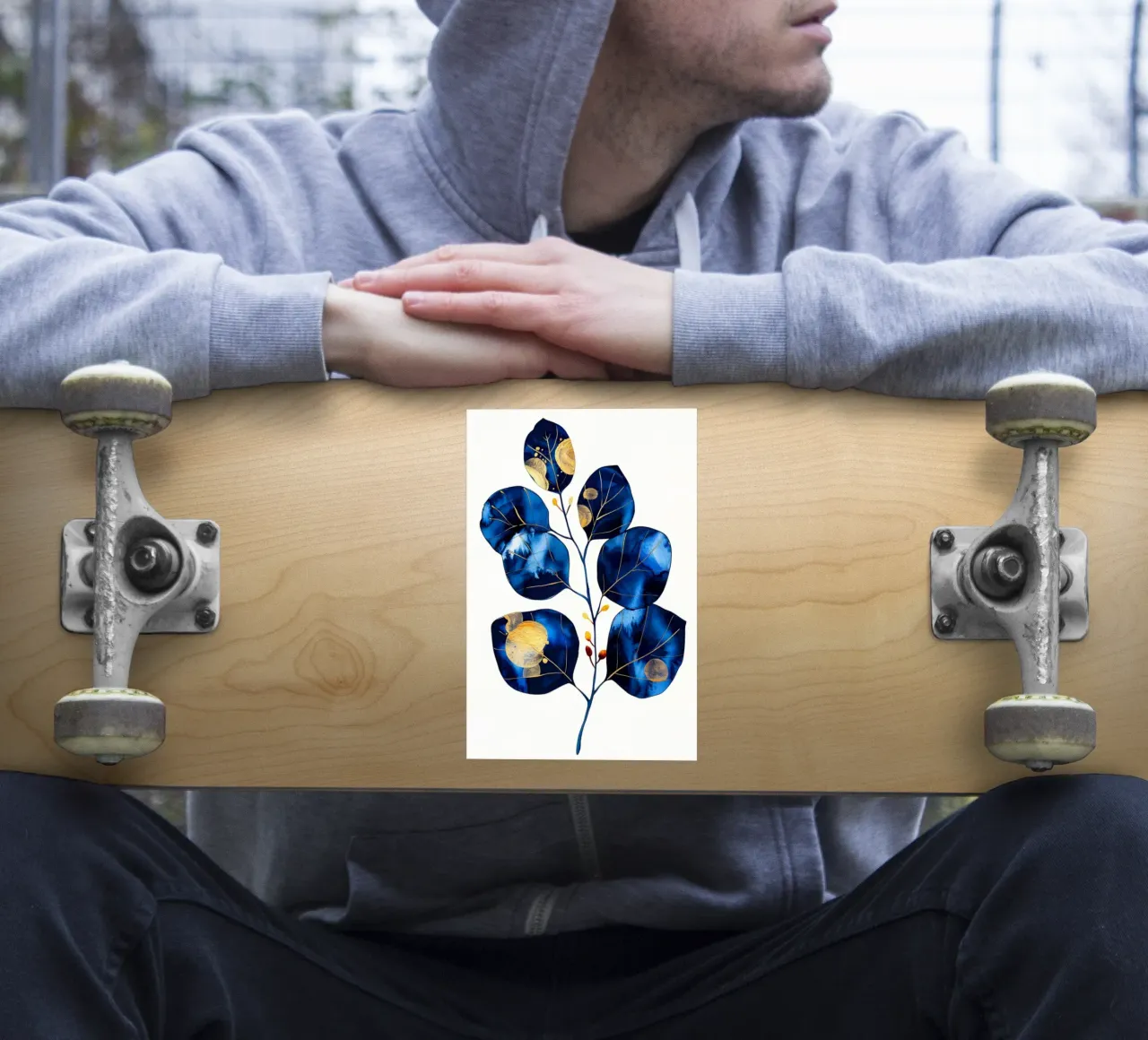 Blue eucalyptus leaves sticker by Justyna Jaszke JBJart