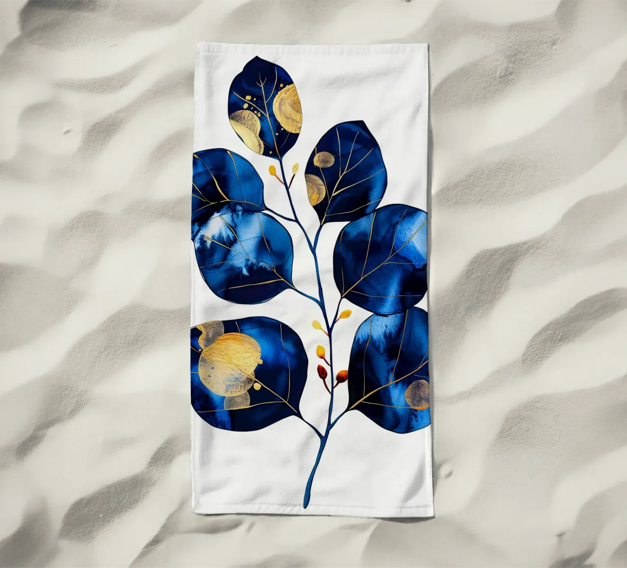 Foglie di eucalipto blu telo mare da Justyna Jaszke JBJart