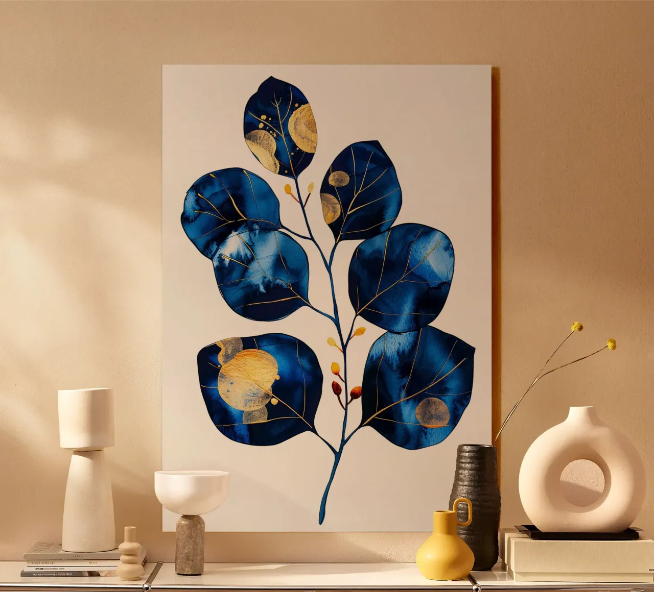 Blue eucalyptus leaves acrylic glass by Justyna Jaszke JBJart