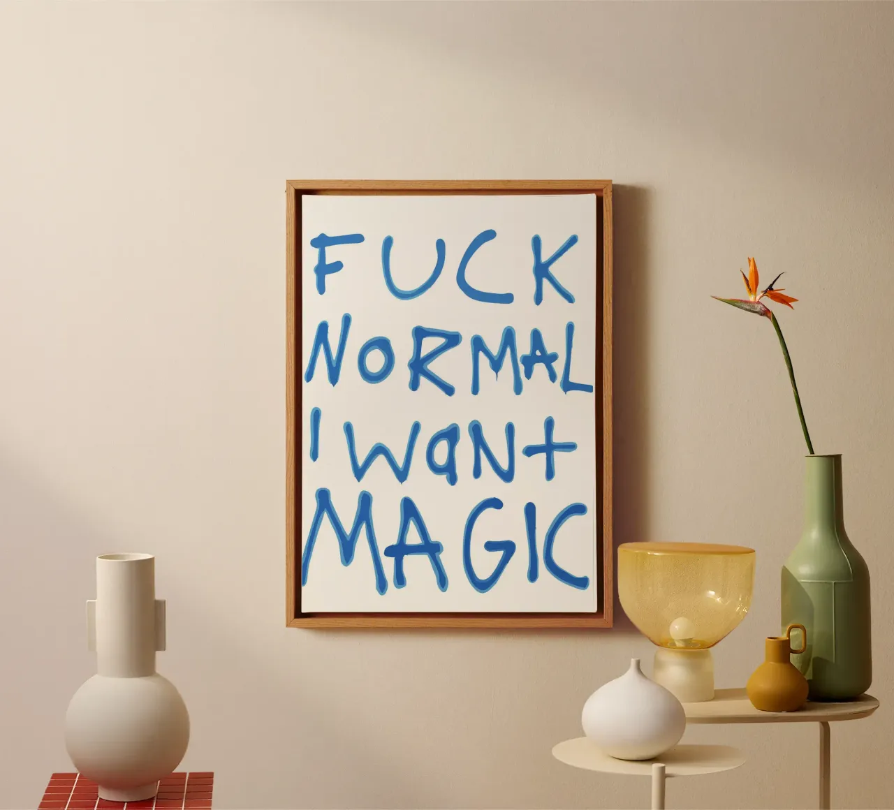 Anti-Normal Mantra canvas met Baklijst van ramosashop
