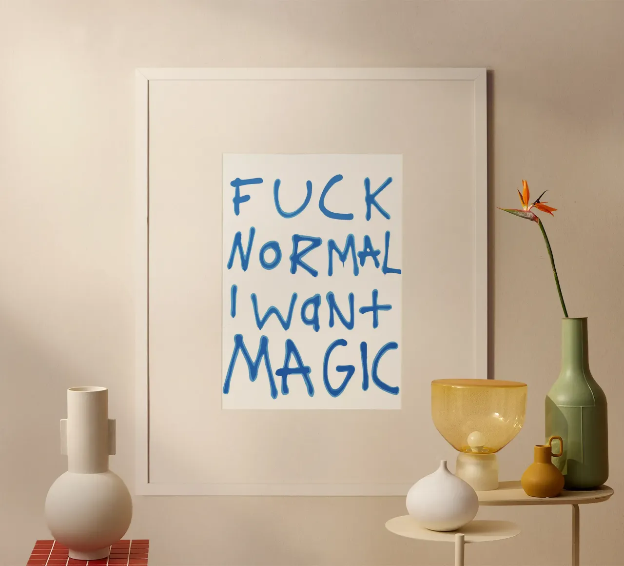 Anti-Normal Mantra poster con telaio in plastica da ramosashop