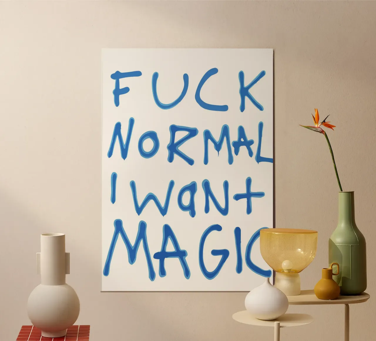 Anti-Normal Mantra poster con telaio in plastica da ramosashop