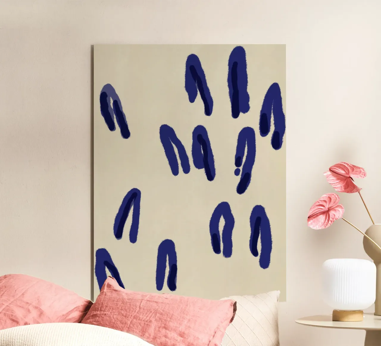 Astratto a inchiostro blu alluminio dibond da Little Dean
