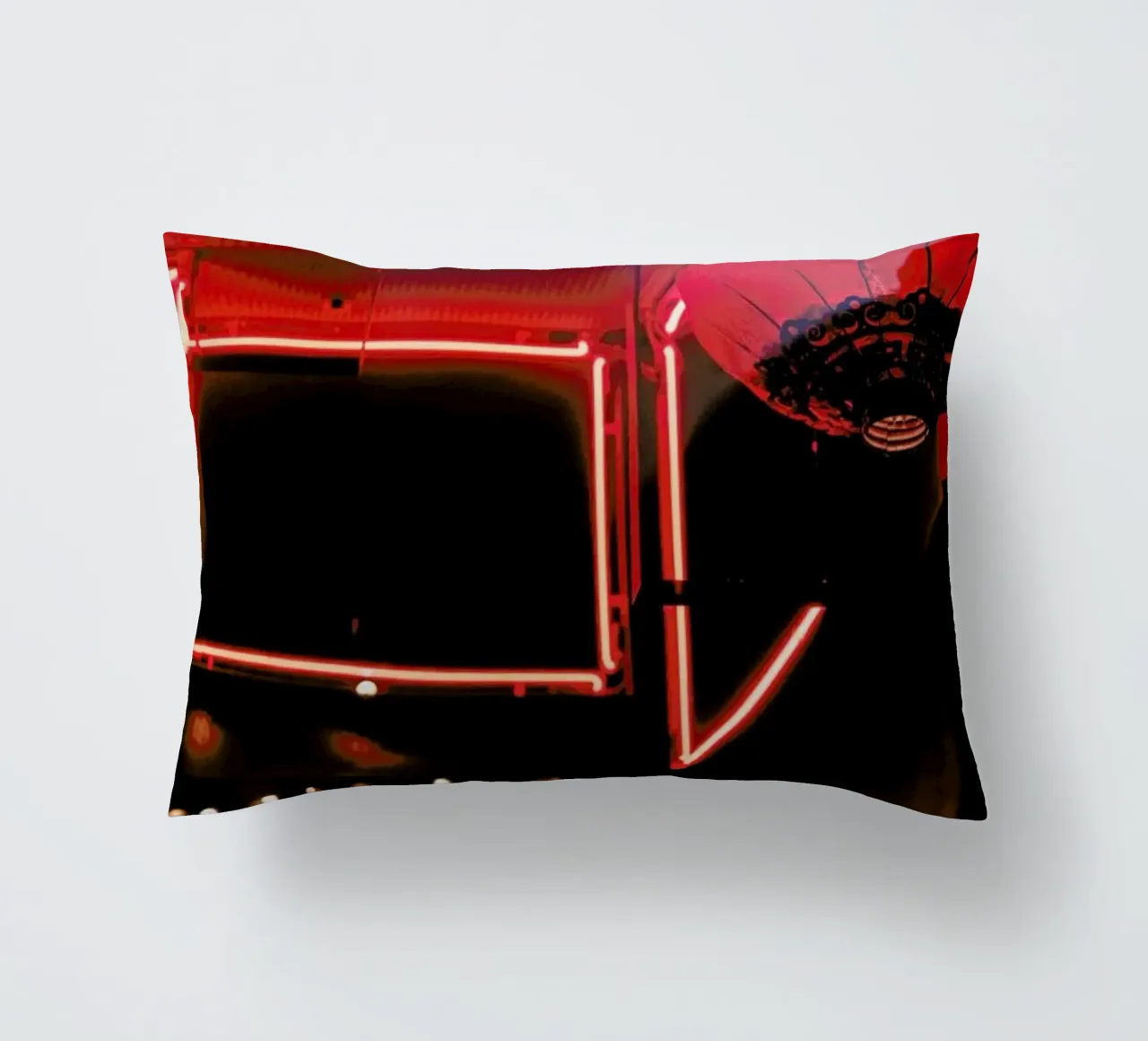 Red Streetlife decorative cushion by Sebastian Hilgetag