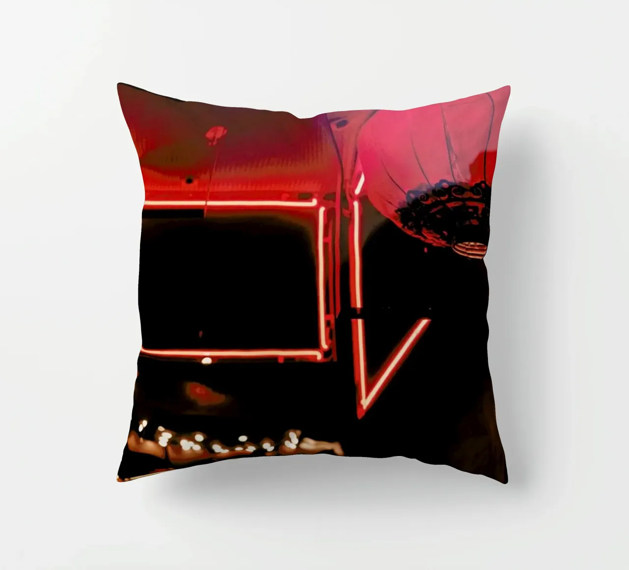 Red Streetlife decorative cushion by Sebastian Hilgetag